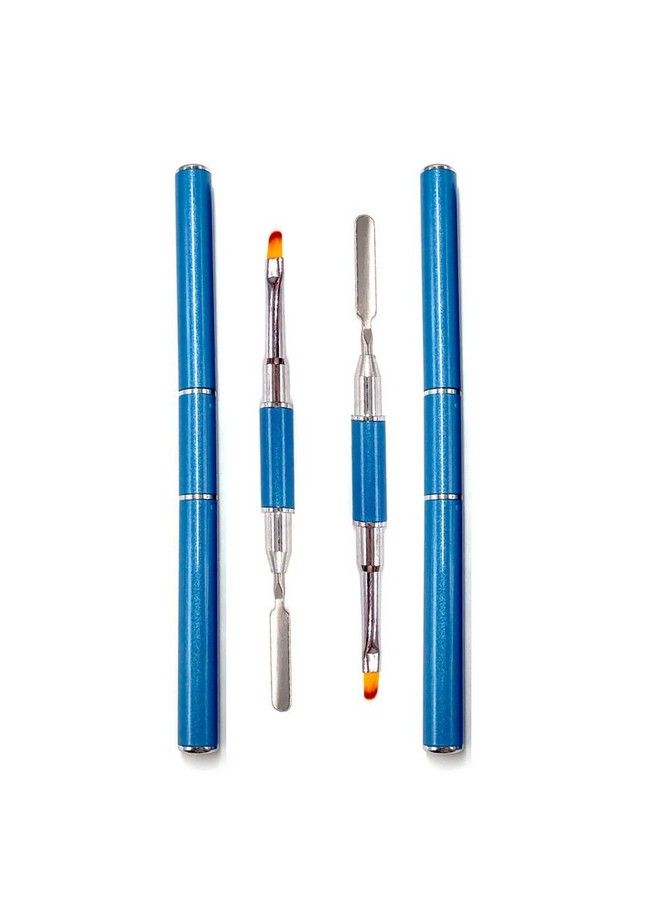 Aliotech 2 Pack Of Polygel Brush And Picker Dualended 2 In 1 Design Stainless Steel Gel Nail Brush Polygel Slice Tool For Polygel Uv Gel Acrylic Nails Extension Quick Building Gel(Lake Blue) - Image 2