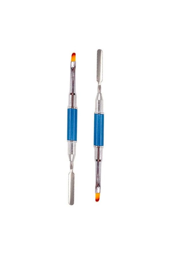Aliotech 2 Pack Of Polygel Brush And Picker Dualended 2 In 1 Design Stainless Steel Gel Nail Brush Polygel Slice Tool For Polygel Uv Gel Acrylic Nails Extension Quick Building Gel(Lake Blue) - Image 3