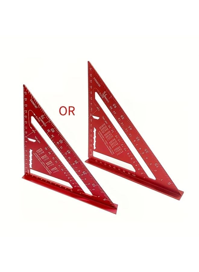 7 Inch Red Aluminum Triangle Ruler 45 90 Degree Angle Measuring Tool - Image 5