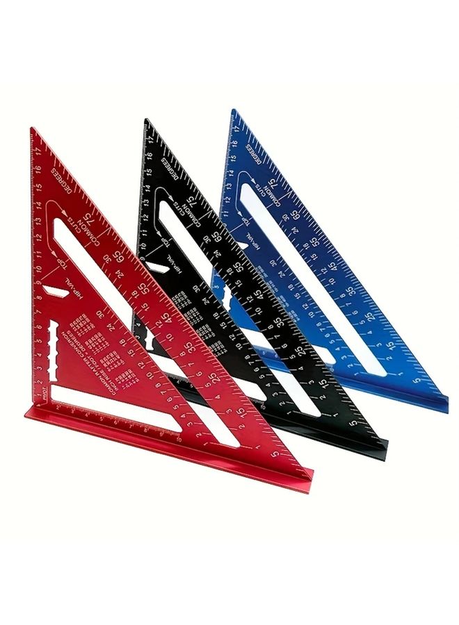 7 Inch Red Aluminum Triangle Ruler 45 90 Degree Angle Measuring Tool - Image 2