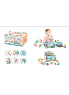 Generic Baby Tissue Box Paper Toy That Cannot Be Torn Apart, Baby Finger Tissue Paper Exercise Early Education Soothing Toy-颜色:"恐龙感官训练盒 配8粒5CM海洋球"  - Image 1