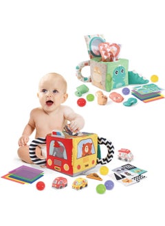Generic Baby Tissue Box Paper Toy That Cannot Be Torn Apart, Baby Finger Tissue Paper Exercise Early Education Soothing Toy-颜色:"恐龙感官训练盒 配8粒5CM海洋球"  - Image 3