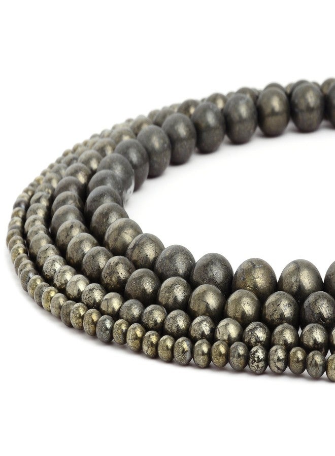 RUBYCA Wholesale Natural Pyrite Gemstone Round Loose Beads for DIY Jewelry Making 1 Strand - 6mm