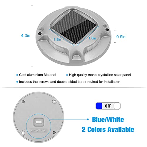 VOLISUN Solar Dock Marine Lights 12 Pack,2 Colors in 1,Outdoor LED Solar Powered Waterproof Driveway Marker Deck Lights for Warning Step Sidewalk Pathway (White/Blue) - Image 5