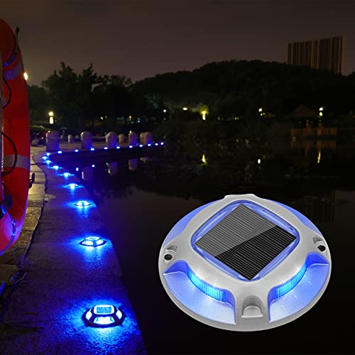VOLISUN Solar Dock Marine Lights 12 Pack,2 Colors in 1,Outdoor LED Solar Powered Waterproof Driveway Marker Deck Lights for Warning Step Sidewalk Pathway (White/Blue) - Image 1