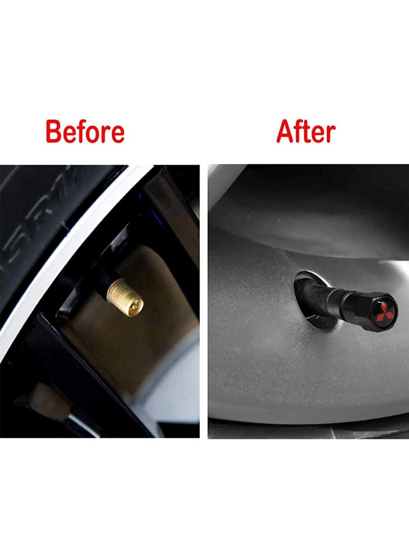 Hisport Hex 016 Black 4pcs Universal Car Tire Valve Stem Caps Air Cover Fit Mitsubishi Accessories - Image 3