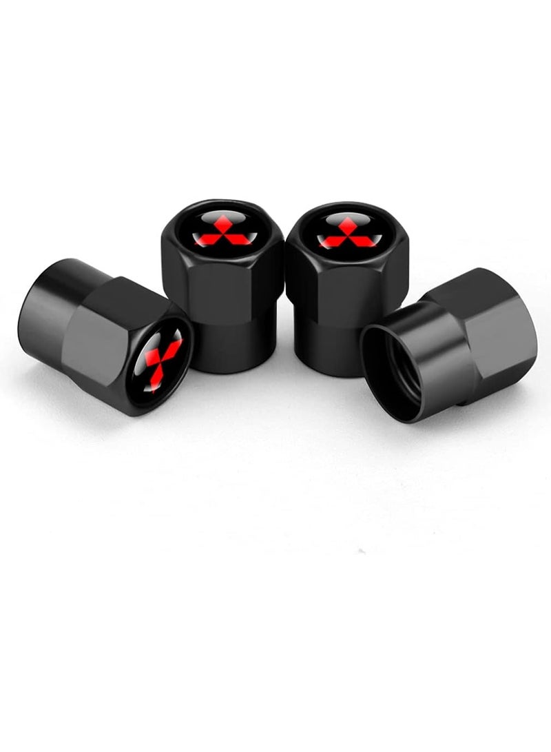 Hisport Hex 016 Black 4pcs Universal Car Tire Valve Stem Caps Air Cover Fit Mitsubishi Accessories - Image 1