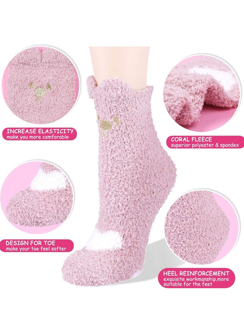 Suntown 5 Pairs Plush Slipper Socks Women Cat Paw Socks, Colorful Warm Fuzzy Crew Socks Cozy Soft for Winter Indoor - Image 3