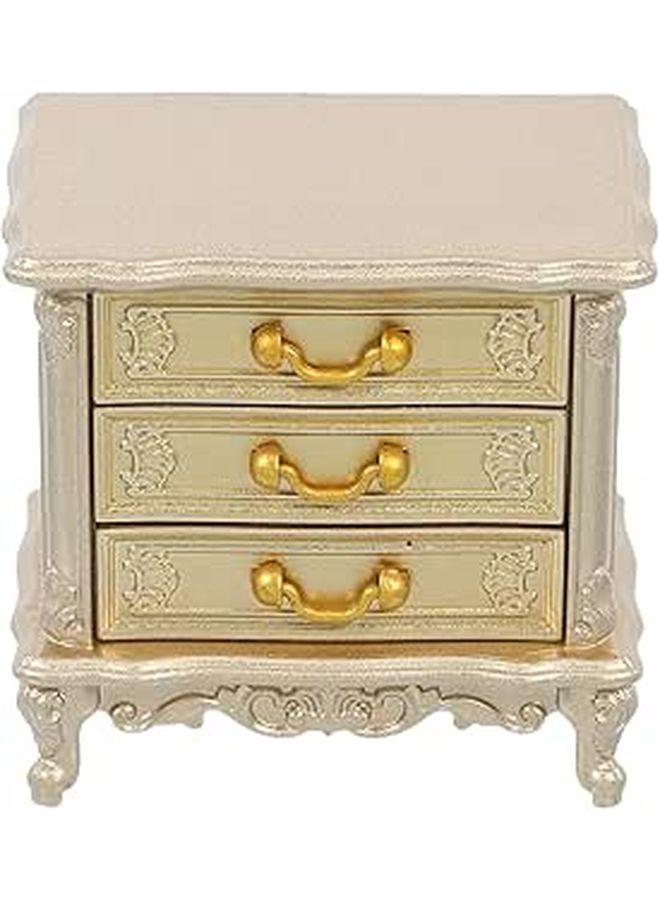 Vintage Miniature Dollhouse Nightstand Wooden Bedside Table With Realistic Details - Image 1