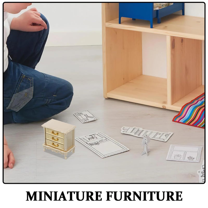 Vintage Miniature Dollhouse Nightstand Wooden Bedside Table With Realistic Details - Image 4
