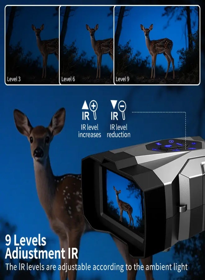 4K Ultra HD Infrared Night Vision Binoculars with 16X Digital Zoom & 4.5-Inch Large HD Screen, 10X Optical Magnification, 9-Level Infrared Adjustment, 5000mAh Rechargeable Battery, Day/Night Dual Mode – Ideal for Hunting, Fishing, Camping & Night Surveillance - Image 5