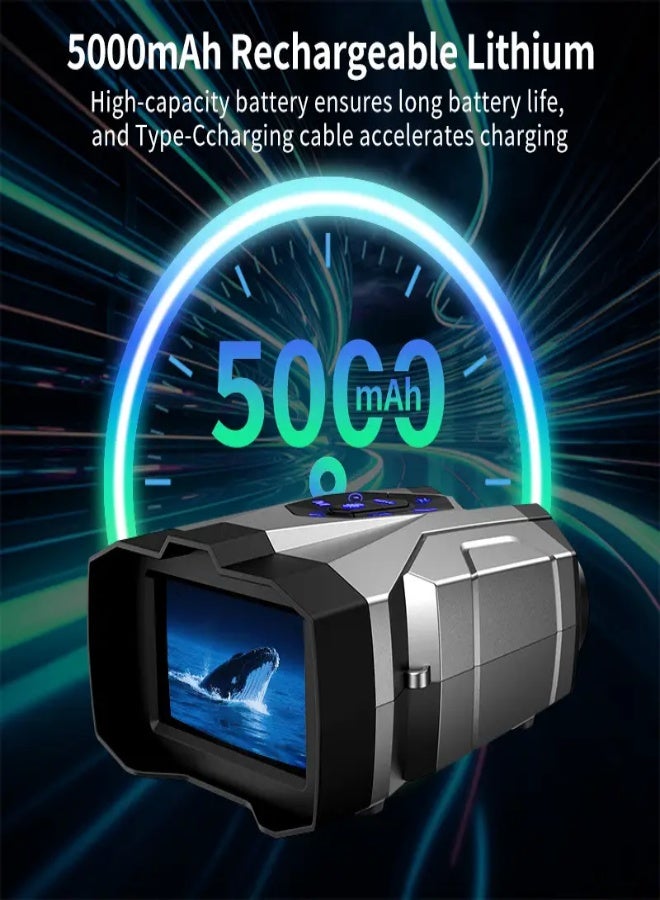 4K Ultra HD Infrared Night Vision Binoculars with 16X Digital Zoom & 4.5-Inch Large HD Screen, 10X Optical Magnification, 9-Level Infrared Adjustment, 5000mAh Rechargeable Battery, Day/Night Dual Mode – Ideal for Hunting, Fishing, Camping & Night Surveillance - Image 4