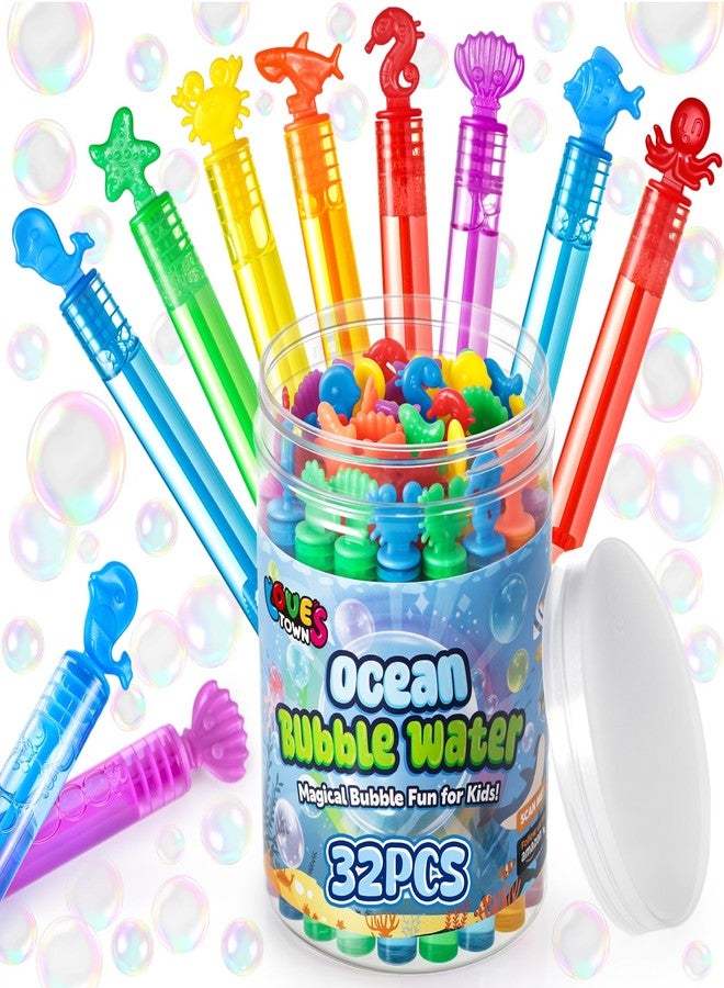 LovesTown 32Pack Bubbles Party Favors for Kids, 8Styles Ocean Animals Mini Bubbles Wands, Classroom Prizes Treasure Box Toys for Classroom, Under the Sea Party Toys, Goodie Bag Stuffers Fillers - Image 1