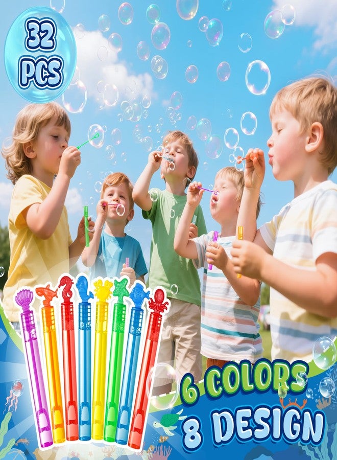 LovesTown 32Pack Bubbles Party Favors for Kids, 8Styles Ocean Animals Mini Bubbles Wands, Classroom Prizes Treasure Box Toys for Classroom, Under the Sea Party Toys, Goodie Bag Stuffers Fillers - Image 3