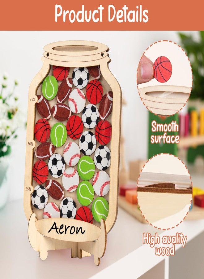 DINIZON Personalized Magnetic Reward Jar, Star Jar Reward System for Classroom Board, Fridge Magnet, Wooden Classroom Incentive Jar for Teacher, Home Chore Chart Positive Behavior Training (Sport) - Image 4