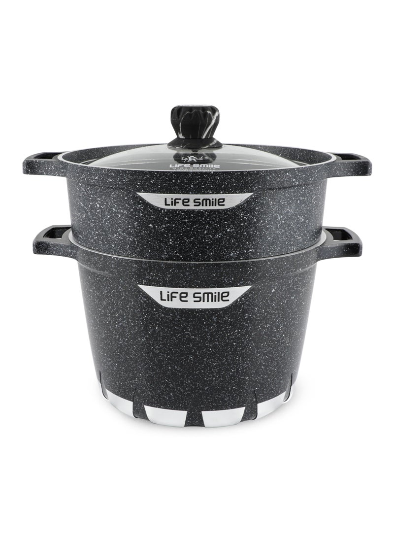 Non-stick Granite Coated 28cm Stock Pot & 28cm Steam Pot with Tempered Glass Lid - pzsku/Z86EDA9CC10B529CC02F3Z/45/_/1739789401/57e21ce8-1d13-4cf3-9c42-fd3f99b351d8