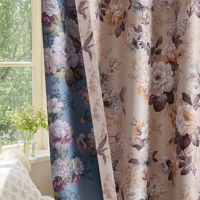 DOUBLE SIDED PATTERNED VINTAGE FLORAL BLACKOUT CURTAINS FOR BEDROOM 2 PANELS 84 INCHES LONG THERMAL INSULATED ROOM DARKENING COFFEE WINDOW DRAPES FOR LIVING ROOM