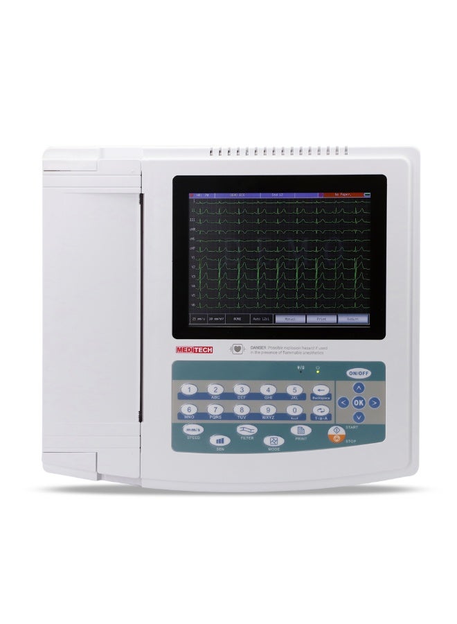 ميديتك جروب جهاز رسم القلب ECG – 12قناه – شاشة لمس 8 بوصة – تحليل تلقائي– متعدد اللغات - Image 1