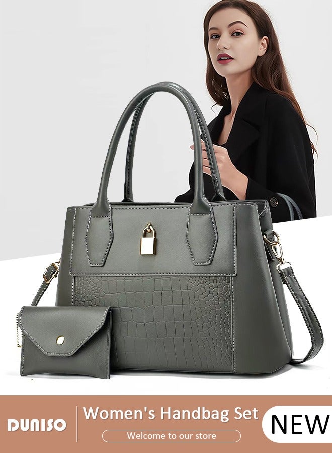 DUNISO 2PCS Women's Shoulder Tote Bag Set,Large Capacity Crossbody Bag,Shoulder Bag with Adjustable Shoulder Strap,Fashion Tote Bags Purse Bag Set for Women/Ladies Office Travel Daily Bag  - Image 1