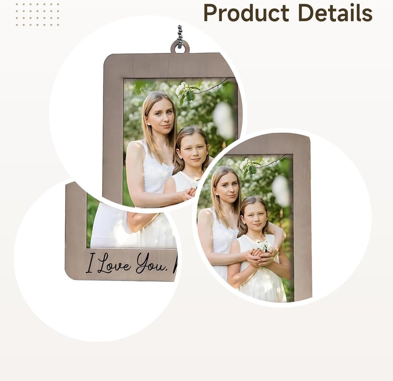 Personalized I Love Mom Dad Car Photo Frame for Parents, Wooden Picture Holder 2.7 X 3.9 in, Rearview Mirror Accessories, Easy Install - Image 2