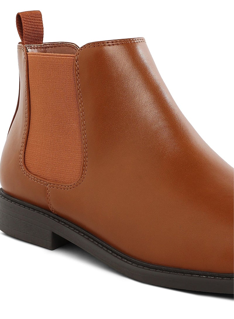 لندن راج أحذية تشيلسي رجالية من لندن راغ مصنوعة من الجلد الصناعي باللون البني الفاتح - Image 5