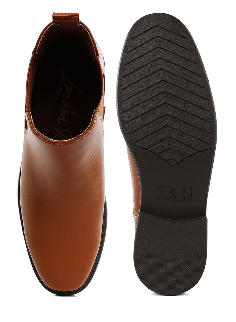 لندن راج أحذية تشيلسي رجالية من لندن راغ مصنوعة من الجلد الصناعي باللون البني الفاتح - Image 4