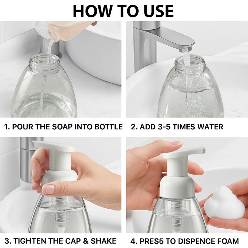 Bar5F Foaming Soap Dispenser Pump Bottle for Dr. Bronner's Castile Liquid Soap 8.5-Ounce Pack of 2 - Image 5