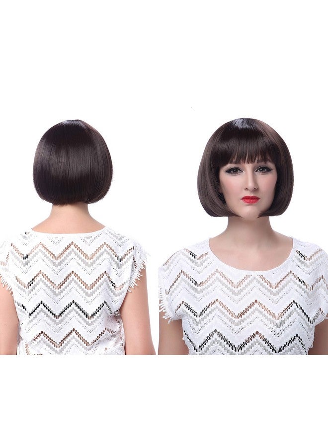 Onedor 10" Short Straight Hair Flapper Cosplay Costume Bob Wig (Red) - Image 4