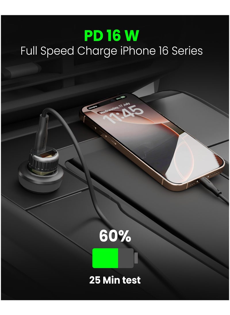 Moxedo Moxedo Mini Pro Car Charger 36W PD 18W QC 3.0 USB-A & USB-C Ports with Pull-out Pop-up Handle Compatible with Android, iOS and other Devices.  - Image 4