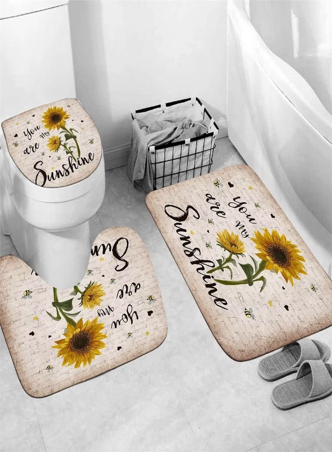 AZHM Sunflower and Rose Shower Curtain Starlight Glitter Flower Bathroom Decor Set with Shower Curtain and Rugs and Accessories with 12 Hooks - Image 4