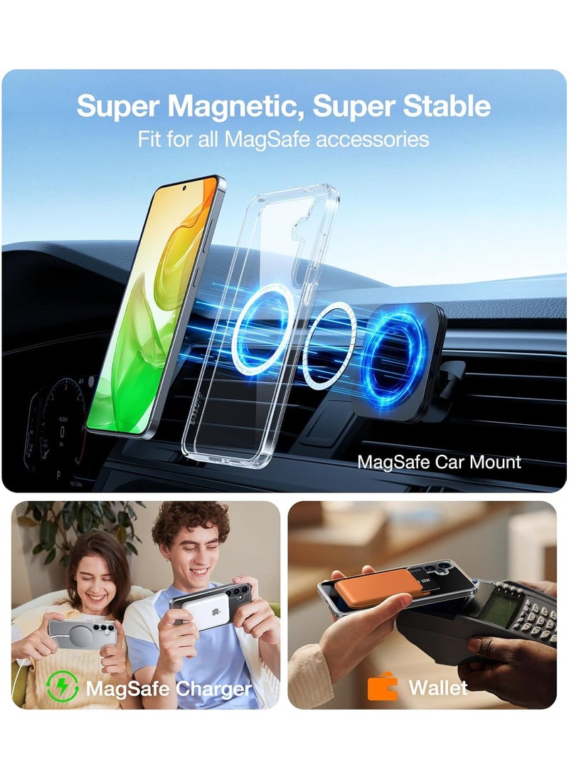 TORRAS Magnetic Shockproof for Samsung Galaxy S25 Plus Case, [Compatible with MagSafe][4X Mili-Grade Protection][Anti-Yellowing] Magnetic Slim Clear Case for Samsung S25+Plus Case, Diamond Clear  - Image 4