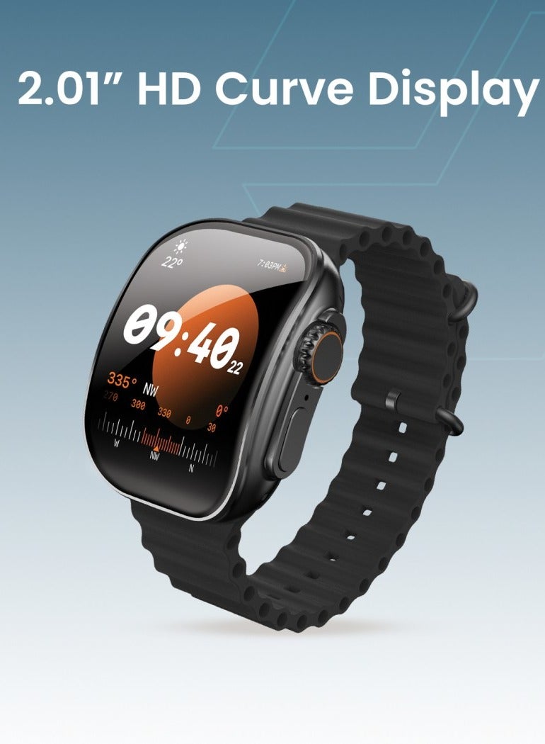 Moxedo Curve Smartwatch Chat GPT AI Assistant Compatible with Android & iOS with 2.01"Super AMOLED Display, Bluetooth Calling, Wireless Charging, IP68 Waterproof, Health & Fitness Tracker – Black - Image 2