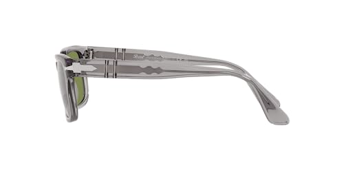 Persol Unisex PO3272S Rectangular Sunglasses, Transparent Grey/Green, 53 mm - Image 4