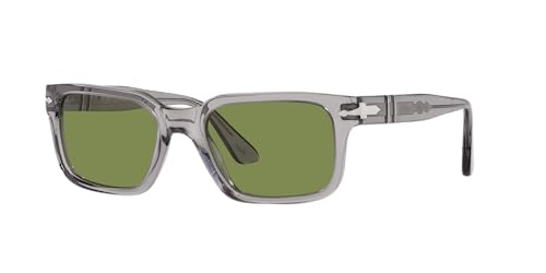 Persol Unisex PO3272S Rectangular Sunglasses, Transparent Grey/Green, 53 mm - Image 2