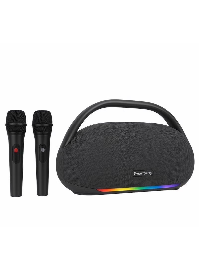 New Smartberry M93 High-Power Wireless Bluetooth Speaker with RGB Lighting and Two Wireless Karaoke Microphones