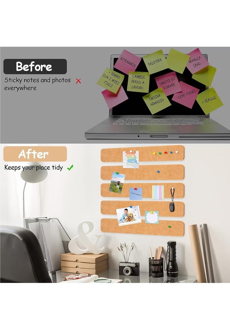 Generic 5 Pack Bulletin Board Strips, COIDEA Felt Pin Board Bar with 35 Push Pins Self-Adhesive Felt Bulletin Board for Office School Home Wall Decoration, for Organize Memo, Photos, Display  - Image 3