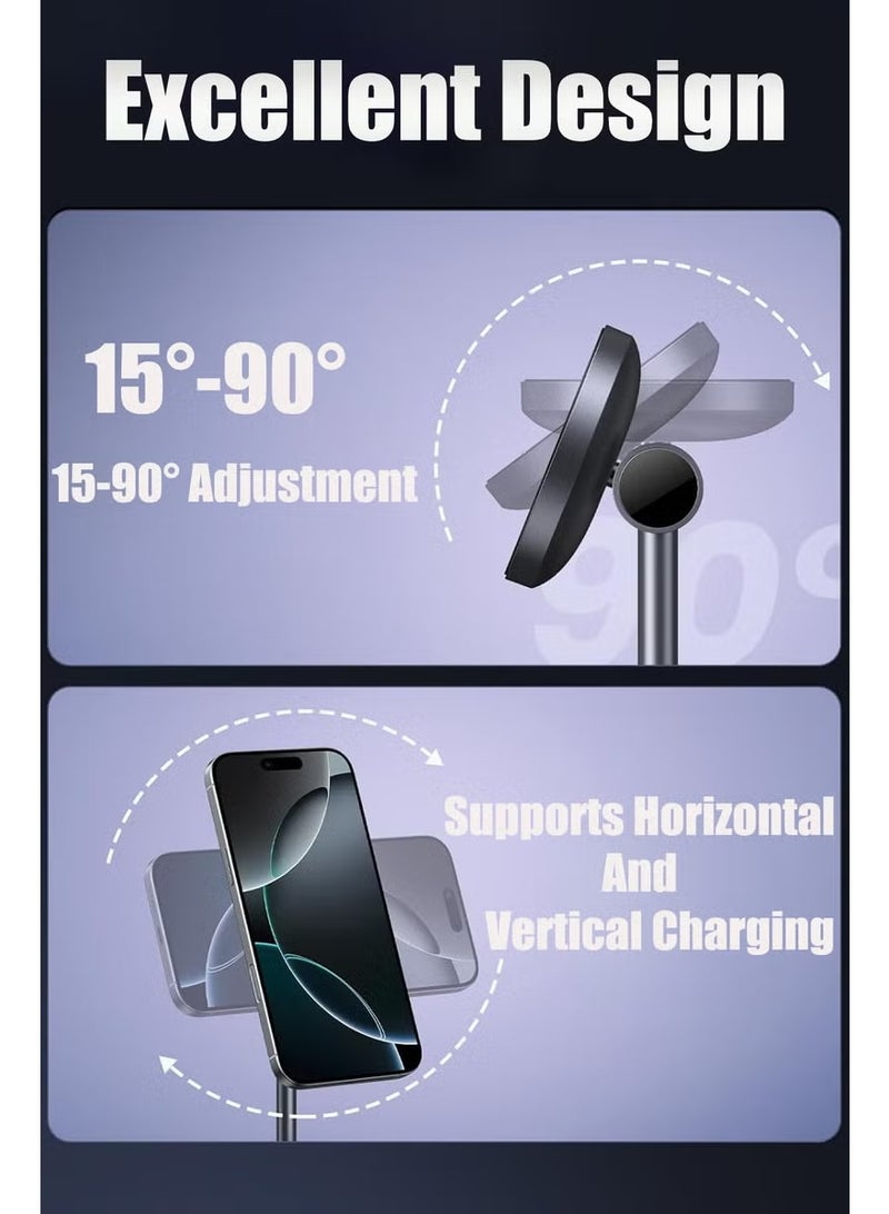 2 IN 1 Magsafe Stand Charger Desk Magnetic Charger For iPhone 16 15 Fast Charging Stand For New Airpods 4 3 Magsafe Dock 360 Free Rotation Angle Adjustable For iPhone 17 16 15 Pro Max 14 13 12 - Image 4