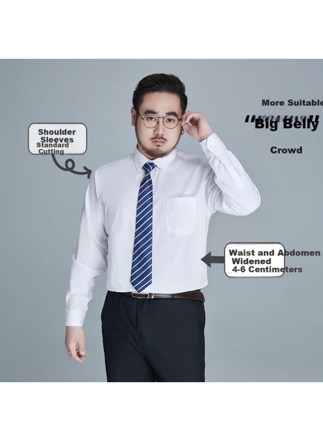 Ayoupang Ayoo Plus Size Long Sleeve Shirt For Men, Business Solid Color Formal Wear Professional Dress Shirt, Plus Size Commuter Workwear, White, 7XL - Image 1