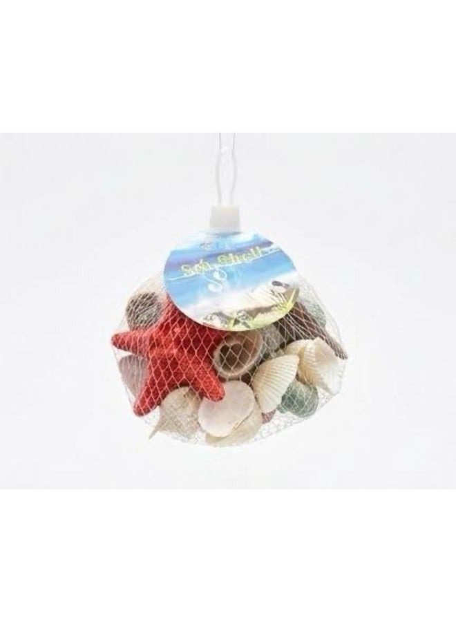 Assorted Natural Sea Shells with Starfish in Mesh Bag - Image 1