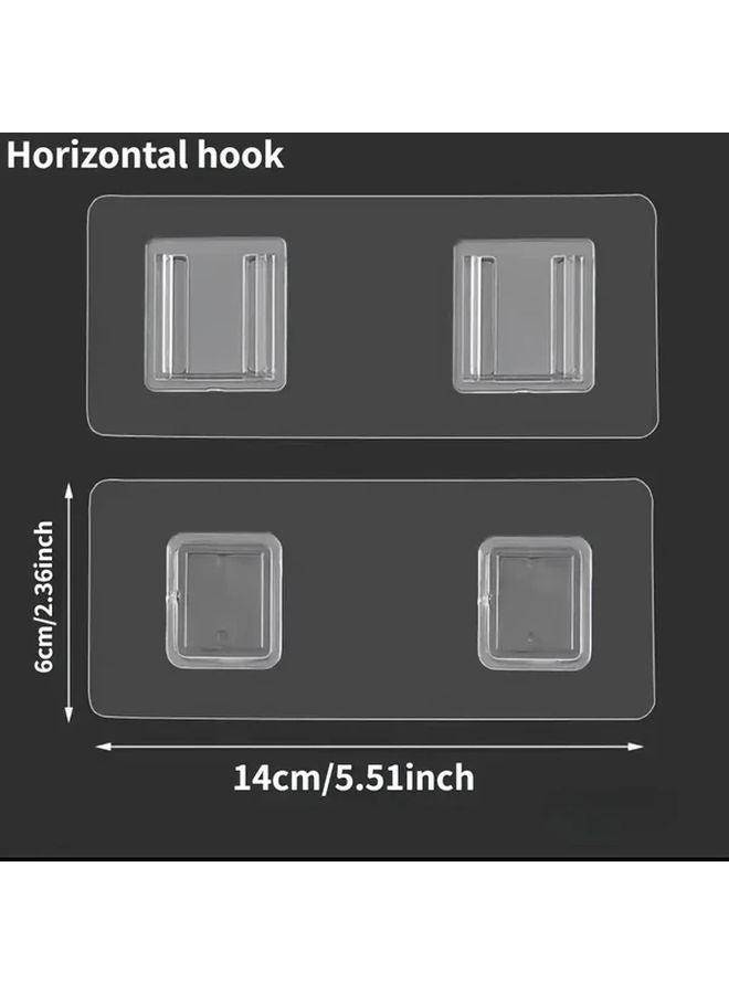 زوجان من الخطاطيف الجدارية الأفقية الشفافة ذاتية اللصق سهلة التركيب بدون حفر خطاطيف متعددة الاستخدامات - Image 1