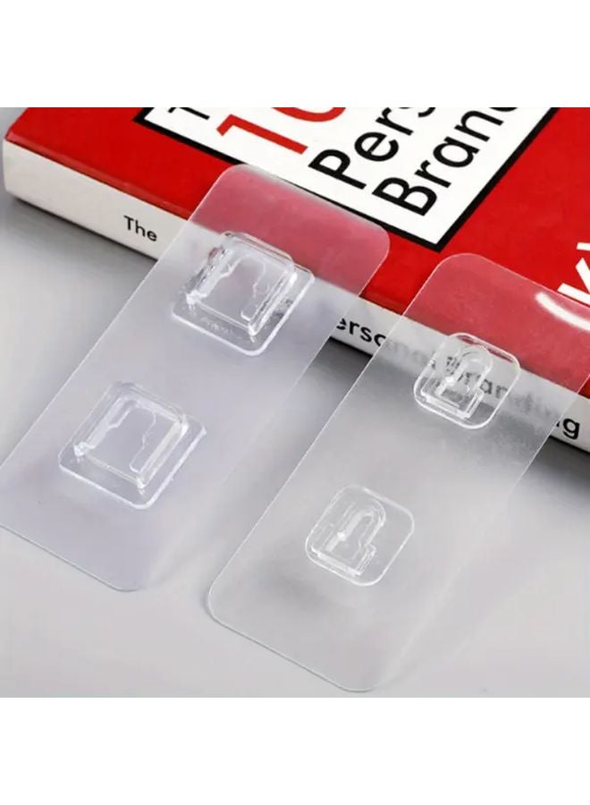 زوجان من الخطاطيف الجدارية الأفقية الشفافة ذاتية اللصق سهلة التركيب بدون حفر خطاطيف متعددة الاستخدامات - Image 5