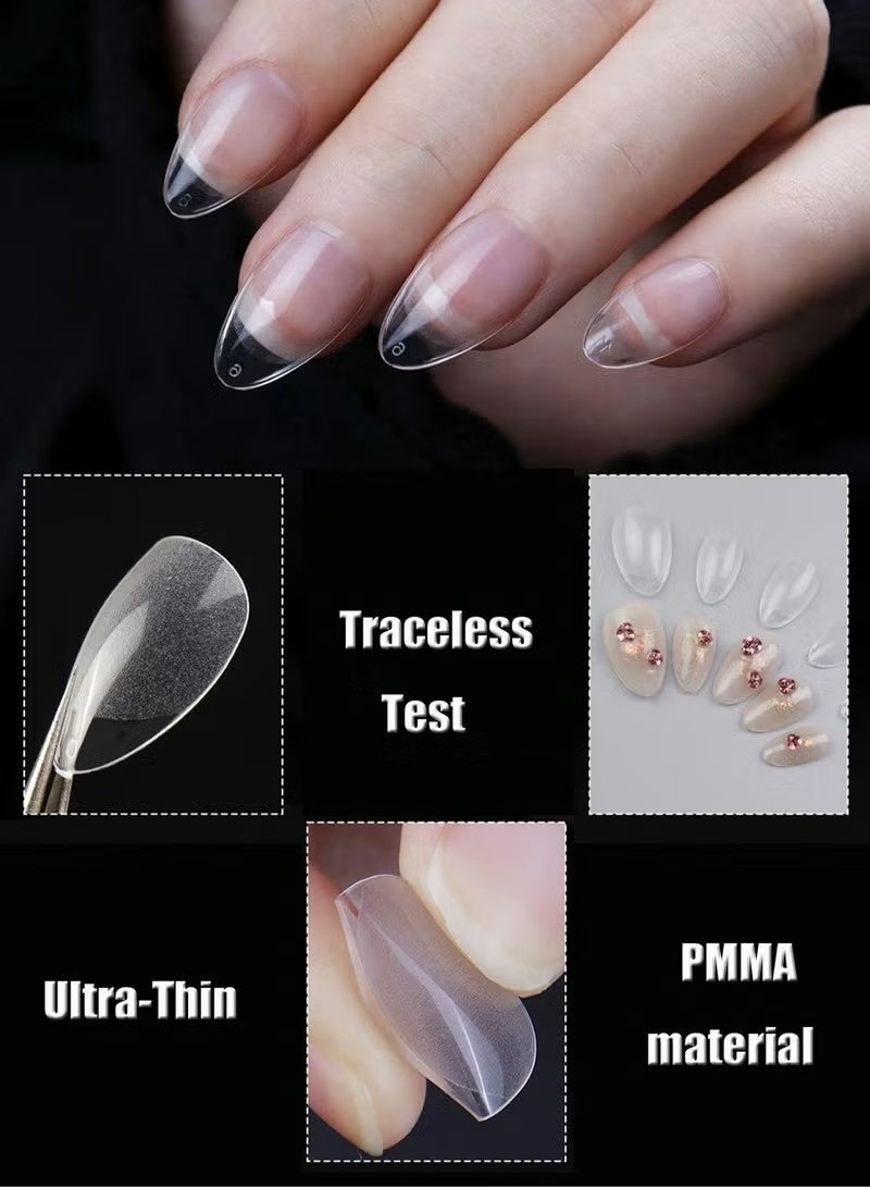 YOUGE 480Pcs Press On Nails,Short Rectangle and Short Almond Soft Gel Nail Tips - Semi-Matte Clear French Design Press-On Nails for DIY & Salon, 12 Sizes , Nail Extension, Short Almond - Image 4