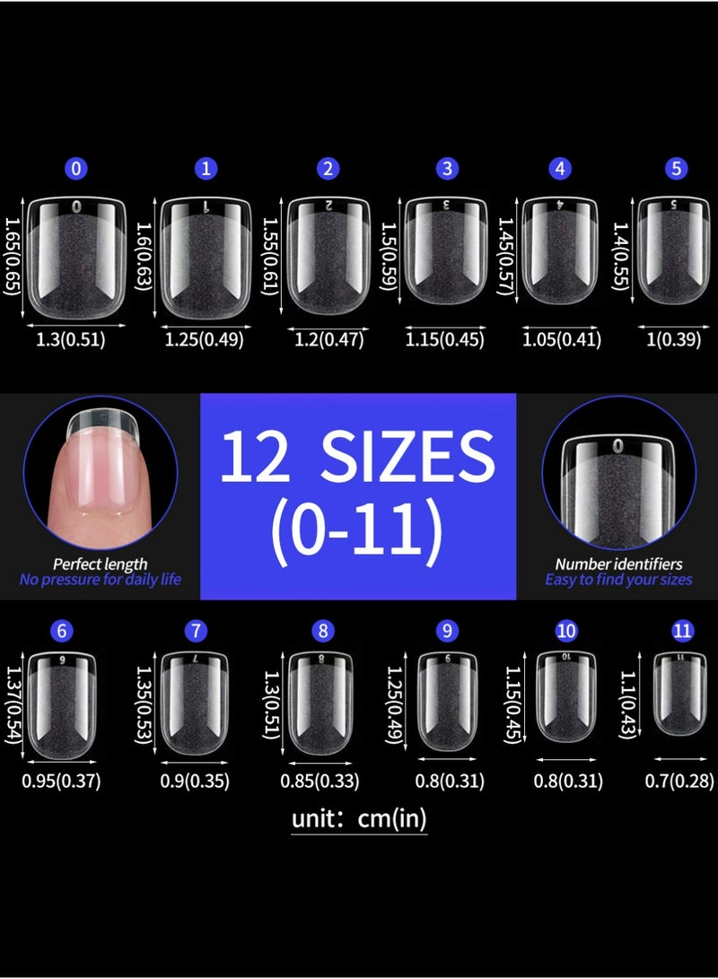 YOUGE 480Pcs Press On Nails,Short Rectangle and Short Almond Soft Gel Nail Tips - Semi-Matte Clear French Design Press-On Nails for DIY & Salon, 12 Sizes , Nail Extension, Short Almond - Image 3