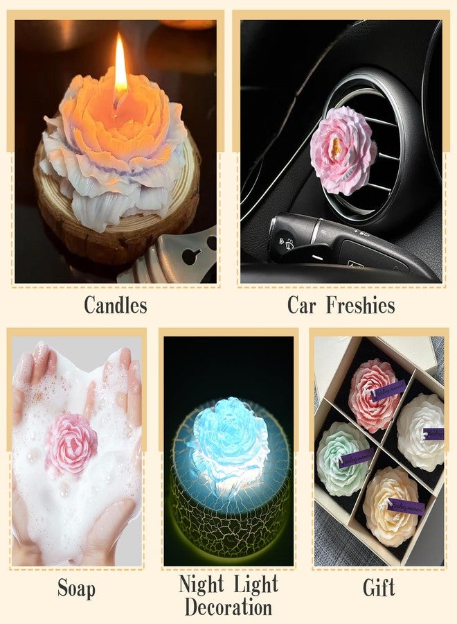 ZQYSING Peony Candle Mold for Candle Making, 3 Cavity Flower Silicone Molds for Epoxy Resin Wax Soap Clay Plaster Tealight Candles Crafts Casting Home Décor Handmade Gifts - Image 2