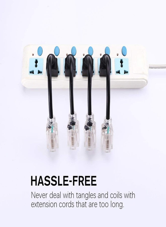 Miady Short Power Extension Cord Outlet Saver, Female Plug with Lighted End 16AWG/13A, 3 Prong (4 Pack, Black, 8 Inch) - Image 4