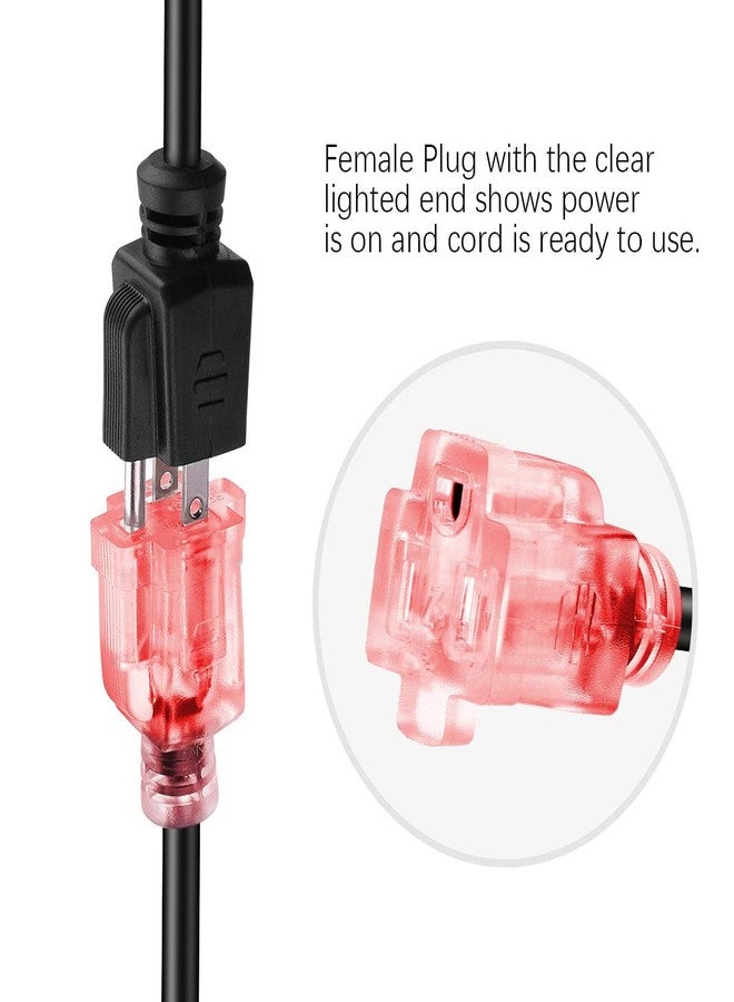 Miady Short Power Extension Cord Outlet Saver, Female Plug with Lighted End 16AWG/13A, 3 Prong (4 Pack, Black, 8 Inch) - Image 2