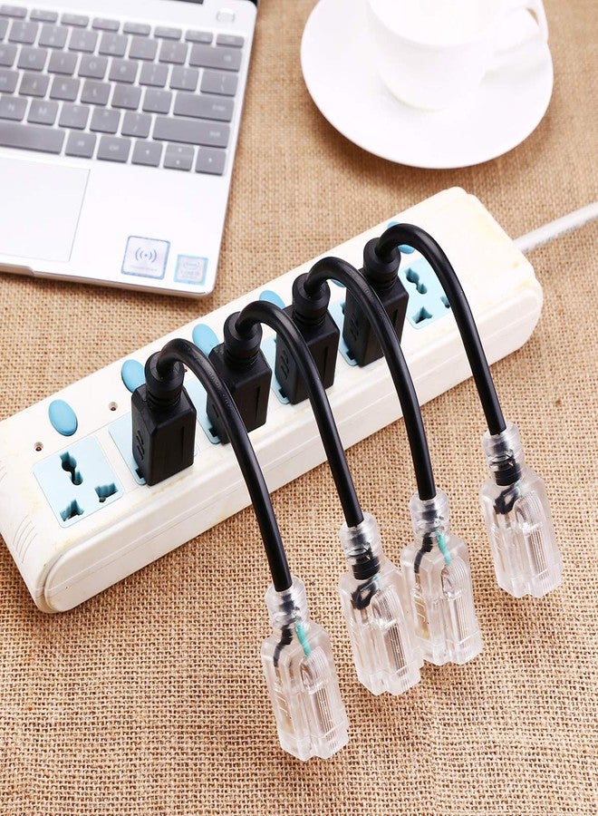 Miady Short Power Extension Cord Outlet Saver, Female Plug with Lighted End 16AWG/13A, 3 Prong (4 Pack, Black, 8 Inch) - Image 5
