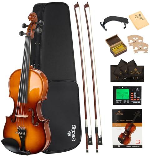 Cecilio 1/2 Violin Solidwood Violin with Hard Case, Bow, Rosin, Tuner, Shoulder Rest & Lesson Book – Ideal for Beginners - Image 1