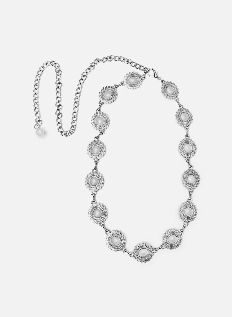 ليتشي حزام مزخرف بتفاصيل دائرية