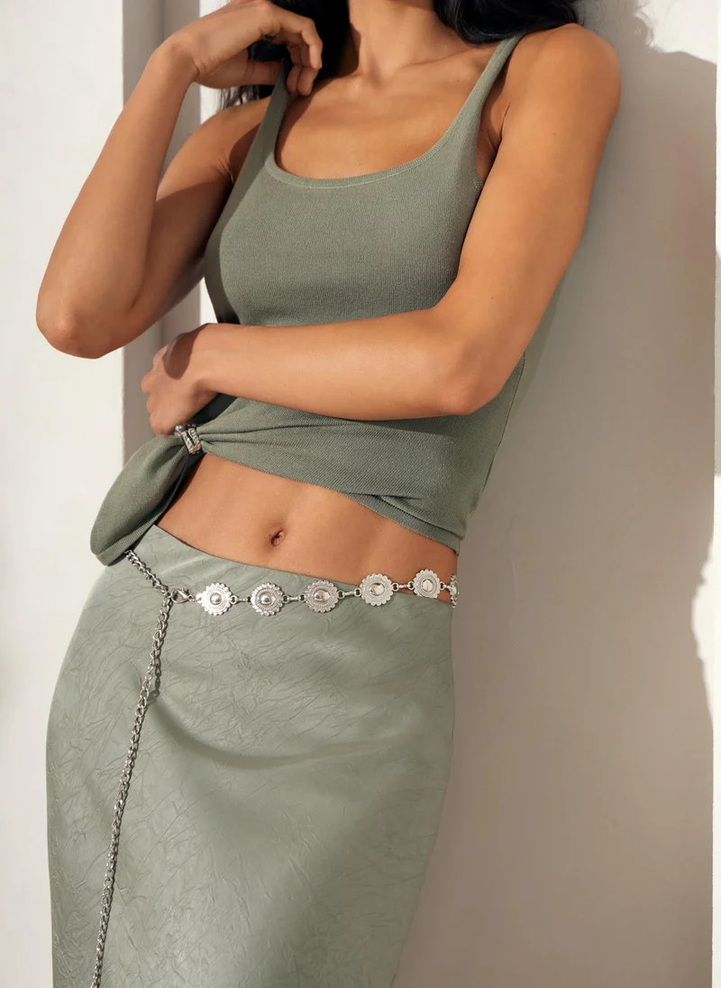 ليتشي حزام مزخرف بتفاصيل دائرية